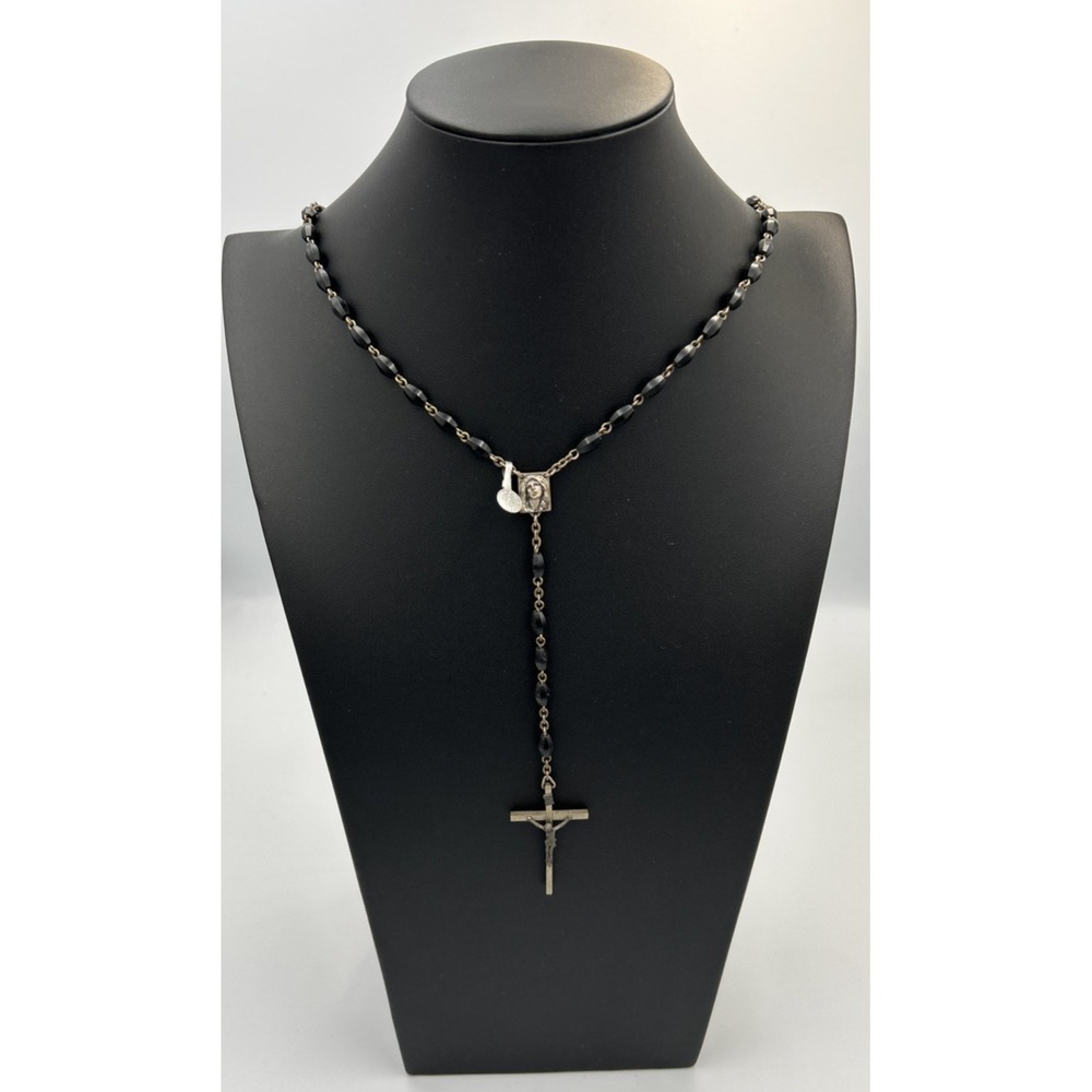 Vintage Beaded Crucifix Necklace Made in Italy Christian Catholic Retro